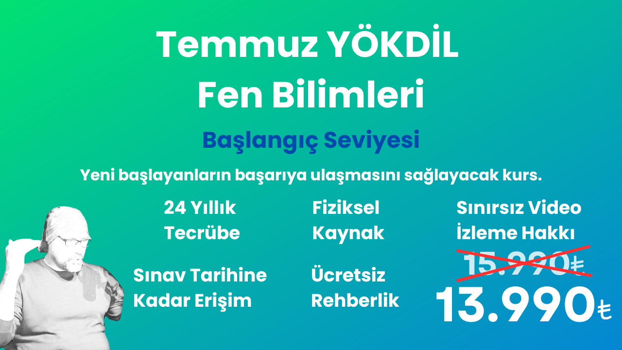 2025 Temmuz YÖKDİL Fen Başlangıç Eğitim Paketi