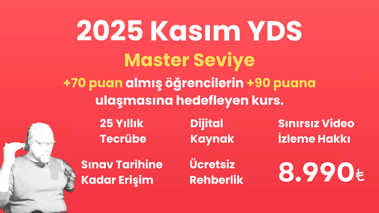 2025 Kasım YDS Master Seviye Eğitim Paketi