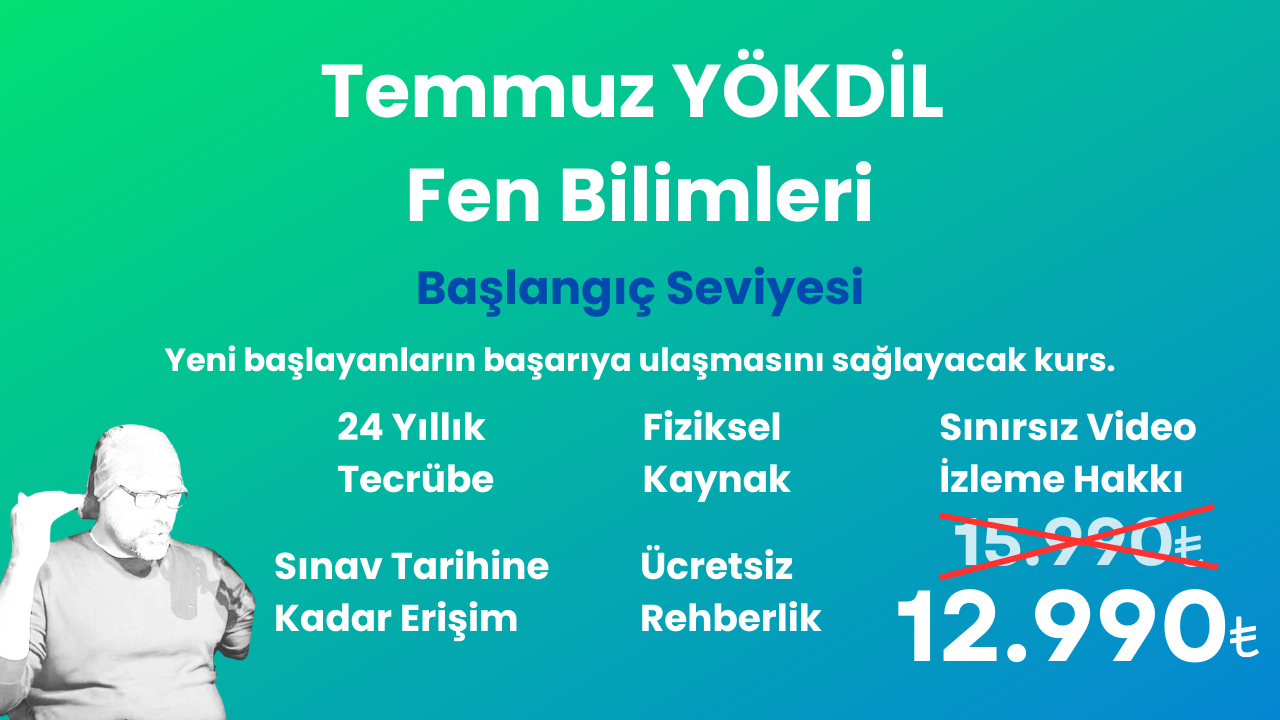 2025 Temmuz YÖKDİL Fen Başlangıç Eğitim Paketi