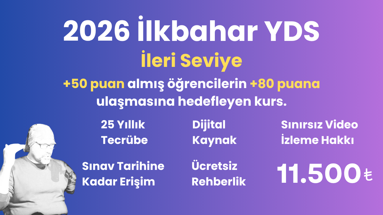 2026 İlkbahar YDS İleri Seviye Eğitim Paketi