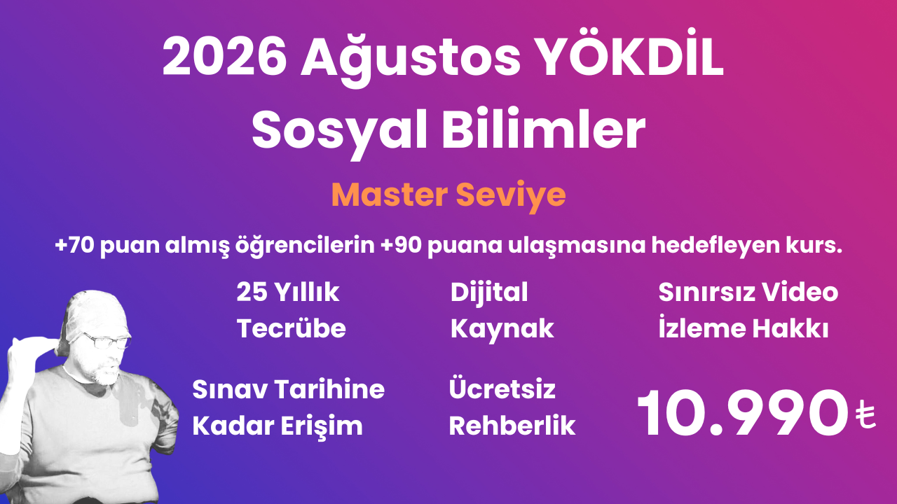 2026 Ağustos YÖKDİL Sosyal Master Seviye Eğitim Paketi