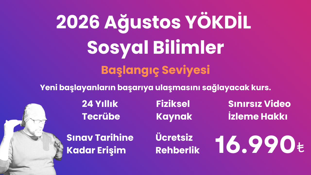 2026 Ağustos YÖKDİL Sosyal Başlangıç Eğitim Paketi