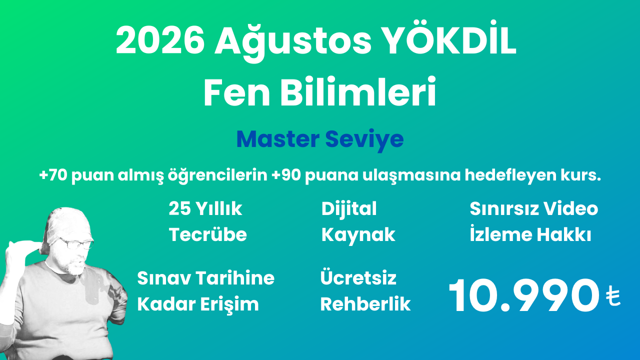 2026 Ağustos YÖKDİL Fen Master Seviye Eğitim Paketi