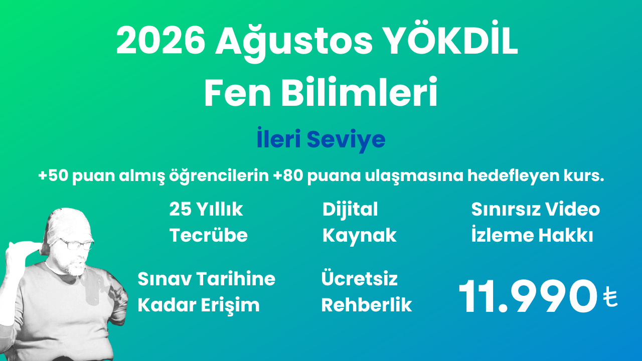 2026 Ağustos YÖKDİL Fen İleri Seviye Eğitim Paketi