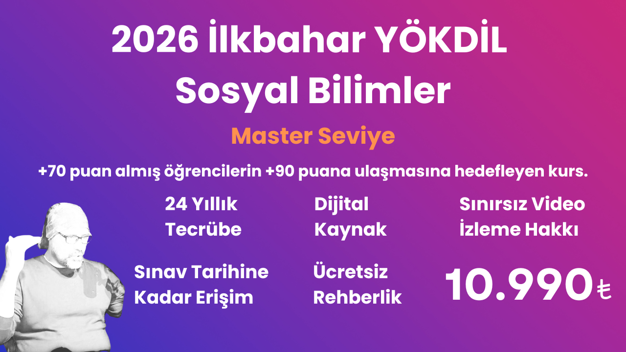 2026 İlkbahar YÖKDİL Sosyal Master Seviye Eğitim Paketi